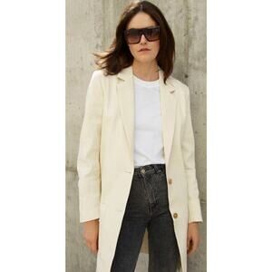 New Serrano Beige Denim Blazer Jacket Long Sleeve Full Length XL NWT BZ